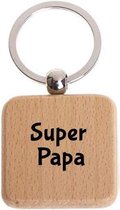 Akyol - Super papa Sleutelhanger - Vaderdag sleutelhanger - Vaderdag cadeau - Cadeau Vaderdag - Papa sleutelhanger - Papa - Vaderdag cadeautje - Papa cadeau - Gegrafeerd - Gegravee