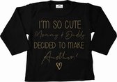 Shirt grote broer-grote zus-I'm so cute-zwart-goud-Maat 98