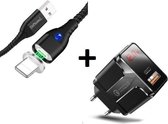 DrPhone OPS 2 - Quick Charge 18W Thuislader + 2 Meter Magnetische Lightning 3A  kabel - Geschikt voor iOS Smartphones/Tablets - Led Lightning - USB oplader