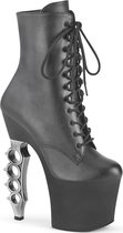 Pleaser Plateau Laarzen, Paaldans schoenen -38 Shoes- IRONGRIP-1020 Paaldans schoenen Zwart/Zilverkleurig