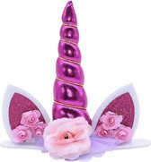 Unicorn Cake Topper – Donker Roze – Eenhoorn Versiering – Taart Versiering – Taarttopper Verjaardag