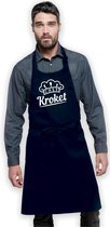 Keukenschort Chef Kroket - Heren Dames - Horecakwaliteit - One size - Verstelbaar - Wasbaar - Cadeau BBQ Feest - Marineblauw