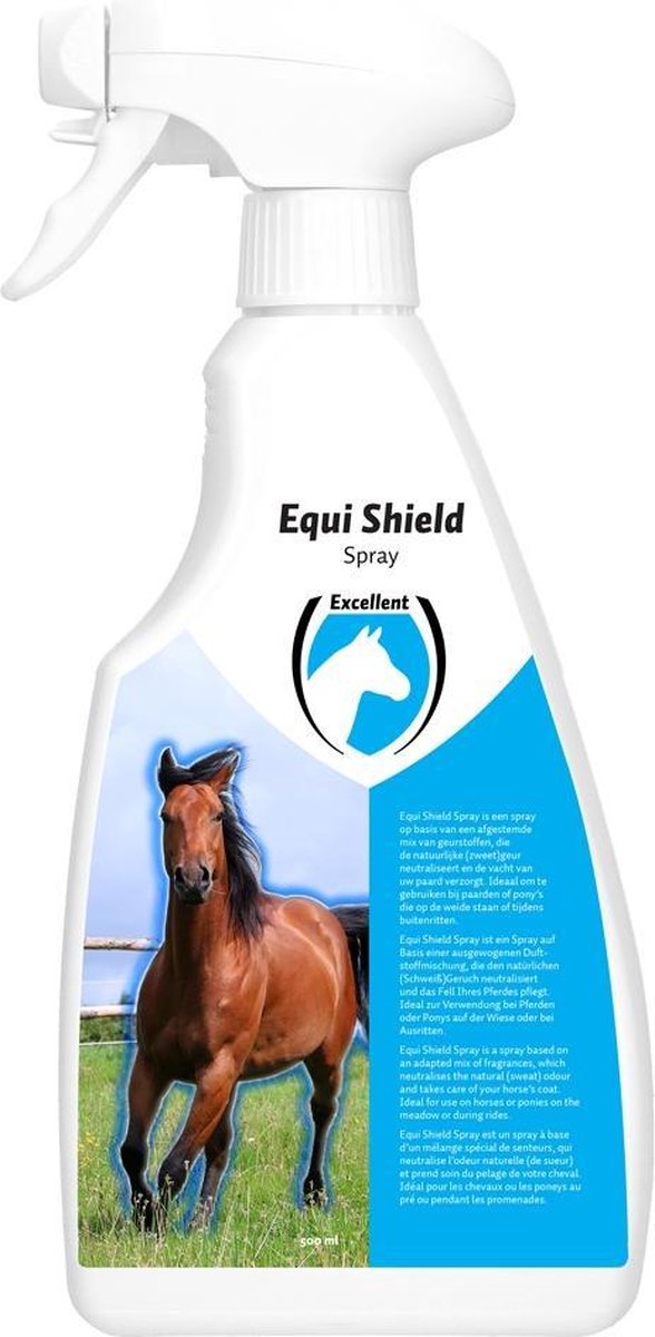 Excellent Equi Shield Spray - Neutraliseert de natuurlijke (zweet)geur en verzorgt de vacht van uw paard - Geschikt voor paarden - 500ml - Holland Animal Care