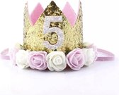 Verjaardag Kroon 5 Jaar - Hoed - Baby Meisje - Kroon - Muts - Verjaardagskroon - Versiering - Jarig