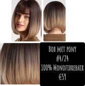 Pruik verstelbaar Monofibrehair net echt haar Wig Haarstuk BOB 180%Dichtheid Balayage bruin/blond