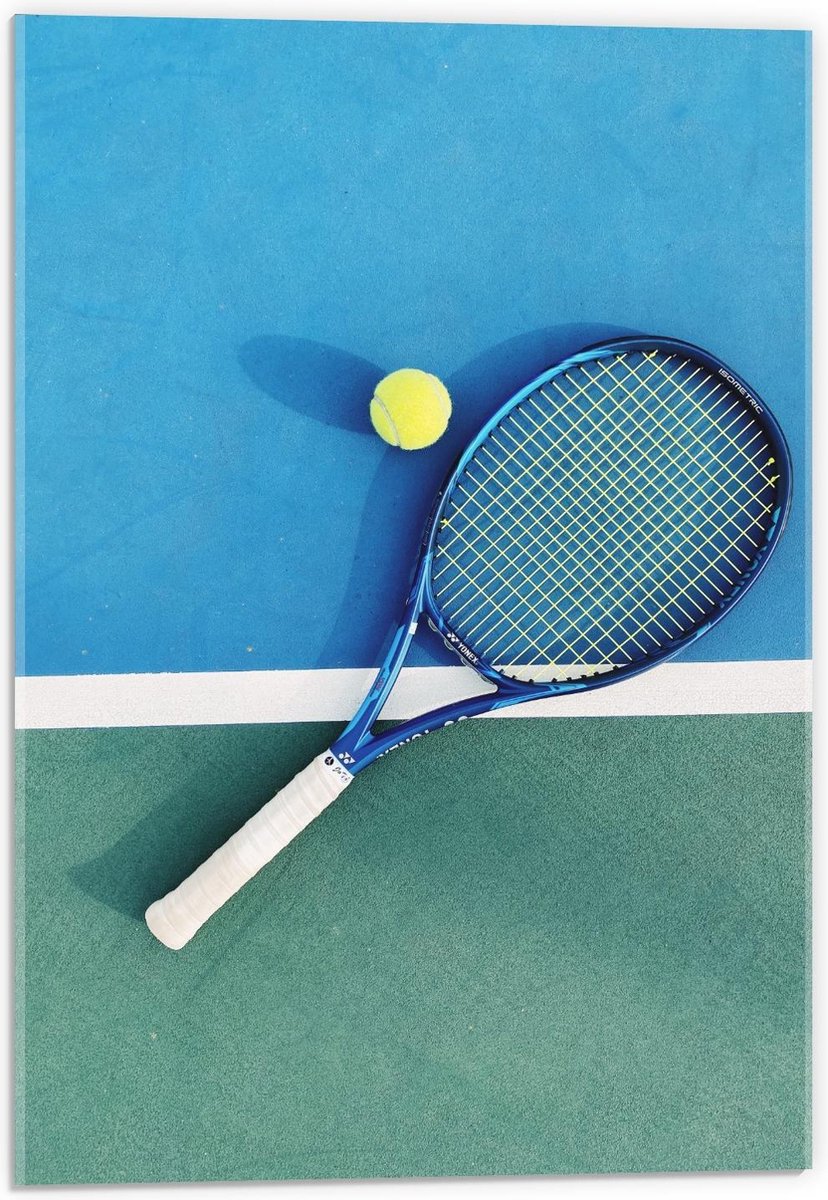 Acrylglas - Tennisracket met Tennisbal - 40x60cm Foto op Acrylglas (Wanddecoratie op Acrylglas)
