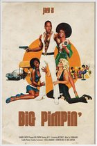 JUNIQE - Poster met kunststof lijst Big Pimpin -30x45 /Blauw & Rood
