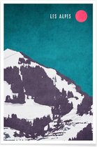 JUNIQE - Poster Les Alpes -20x30 /Blauw & Grijs