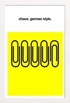 JUNIQE - Poster in houten lijst German Chaos -40x60 /Geel & Zwart