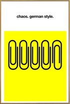 JUNIQE - Poster met kunststof lijst German Chaos -30x45 /Geel & Zwart