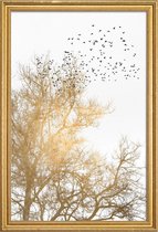 JUNIQE - Poster met houten lijst Golden Skies -30x45 /Ivoor