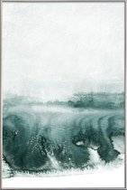 JUNIQE - Poster met kunststof lijst Rainy Day -20x30 /Grijs & Turkoois