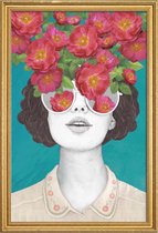 JUNIQE - Poster met houten lijst Rose Tinted -40x60 /Bruin & Oranje
