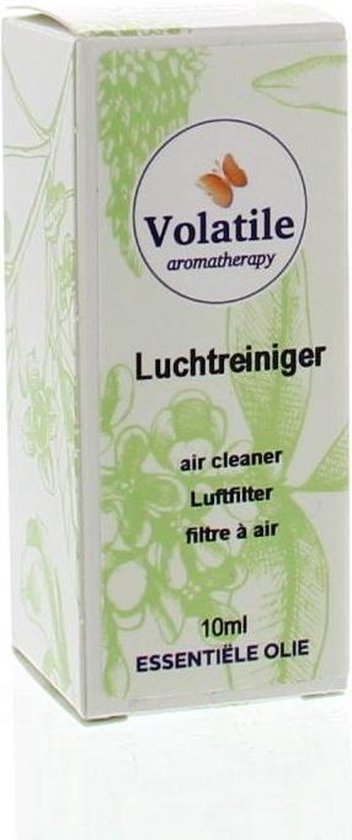 Volatile Luchtreiniger, 10ml essentiële olie. Groen doosje met bloemen en vlinders.
