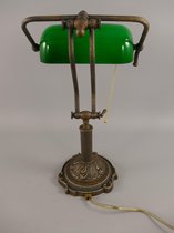 Bureaulamp - Bureaulamp bankierslamp gepolijst messing en groen glas -  - 45 cm hoog