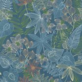 TROPISCHE PLANTEN BEHANG - Blauw Geel Groen - AS Creation Colibri