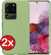 Samsung Galaxy S20 Ultra Hoesje Siliconen Case Cover - Samsung S20 Ultra Hoesje Cover Hoes Siliconen - Groen - 2 PACK