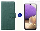 BixB Samsung A32 5G hoesje - Samsung Galaxy A32 5G screenprotector - BookCase Wallet - Groen