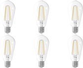 CALEX - LED Lamp 6 Pack - Filament ST64 - E27 Fitting - 6W - Dimbaar - Warm Wit 2300K - Transparant Helder