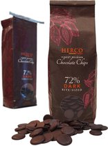 Extra Pure / Donkere Chocolade 72% - Hapklare Smeltchocolade Druppels / Chips 2 cm - 1 kg