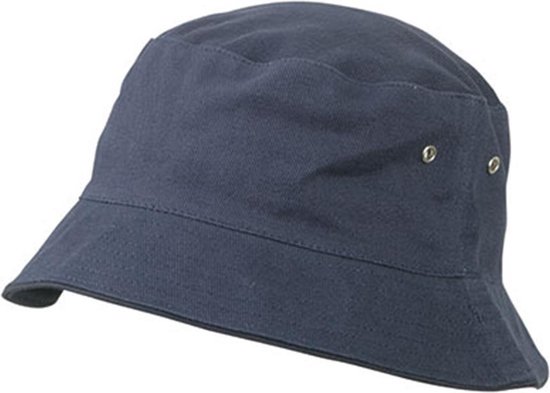 Vissershoedje donkerblauw - bucket hat - zonnehoedje van katoen - L/XL