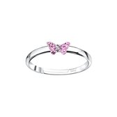 Joy|S - Zilveren vlinder ring verstelbaar - kristal roze