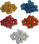 5 x Haarbloemen Clicks - Geel Blauw Rose Oranje Wit