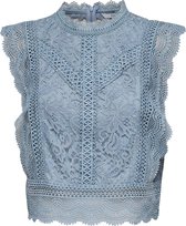 Only Dames ONLKARO S/L LACE TOP WVN Faded Denim - Maat M