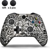 Siliconen Controller Hoesjes | Beschermhoes Skin | Geschikt voor Xbox One | Softcover Case | Grip | Tattoo | Zwart/Wit