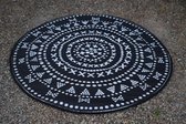 Buitenkleed rond diameter 180 cm, zwart / wit