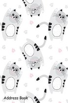 Address Book: For Contacts, Addresses, Phone, Email, Note, Emergency Contacts, Alphabetical Index With Cute Gray Cats Pattern