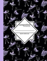 Composition Notebook Graph Paper 5x5: Dance Ballet Black & Purple Writing Notebook in Dance Poses for Dance Class (8.5 x11 in & 110 Pages)