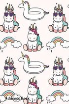 Address Book: For Contacts, Addresses, Phone, Email, Note, Emergency Contacts, Alphabetical Index With Seamless Cute Unicorn Pattern