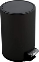 Cosmetica Emmer | Prullenbak | Softclosemechanisme | 5 Liter | Zwart | Roestvrijstaal | 30x25x20 cm