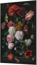 Wandpaneel Stilleven met bloemen van Jan Davidzs de Heem  | 80 x 120  CM | Zilver frame | Wandgeschroefd (19 mm)