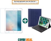 apple ipad air 1 wireless toetsenbord case | iPad Air 1 smart case | iPad Air 1 stand case blauw | hoes ipad air 1 apple | iPad Air 1 beschermhoes + iPad Air 1 Gehard Glas Screenpr
