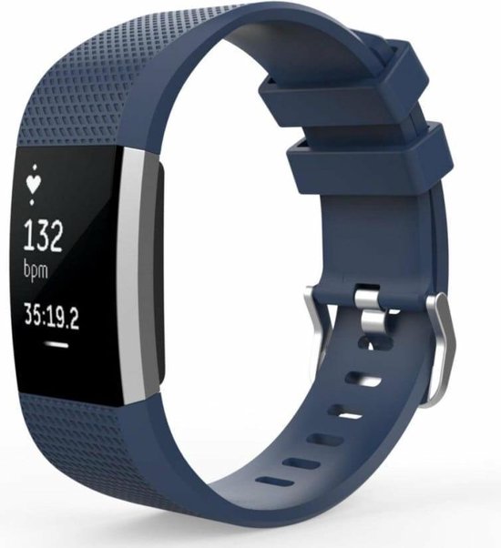 watchbands-shop.nl Bracelet en silicone - Fitbit Charge 2 - Bleu foncé - Grand