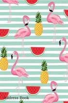 Address Book: For Contacts, Addresses, Phone, Email, Note, Emergency Contacts, Alphabetical Index With Pineapple Watermelon Flamingo