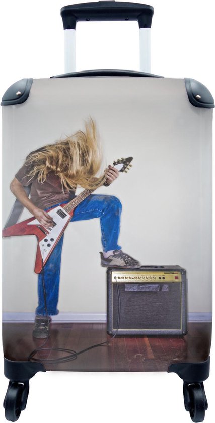 Valise - Rocker joue de la guitare électrique - 35x55x20 cm - Bagage à main  - Trolley