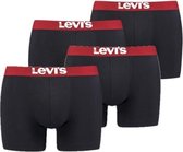 Levi's Solid Basic Boxershort Black/Red 4-Pack - Levi's Onderbroeken Heren - Multipack - Heren Ondergoed - Maat M