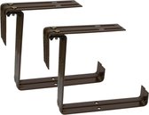 Set de 6 supports de balcon métal réglables pour garde-corps jusqu'à 14 cm marron - Support de suspension Bloem/ jardinières