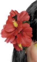 4x stuks haarclip/haarbloem Hawaii rode bloemen - Verkleedkleding accessoires