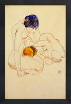 JUNIQE - Poster in houten lijst Schiele - Two Friends -20x30 /Ivoor &