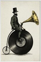 JUNIQE - Poster met kunststof lijst Music Man -13x18 /Ivoor & Zwart