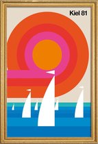 JUNIQE - Poster met houten lijst Vintage Kiel 81 -30x45 /Kleurrijk