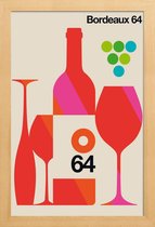JUNIQE - Poster met houten lijst Vintage Bordeaux -13x18 /Oranje &