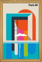 JUNIQE - Poster met houten lijst Vintage Parijs 89 -13x18 /Kleurrijk