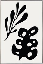 JUNIQE - Poster met kunststof lijst Leaves -30x45 /Grijs & Ivoor