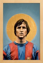 JUNIQE - Poster in houten lijst Football Icon - Johan Cruyff -20x30