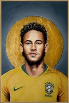 JUNIQE - Poster met kunststof lijst Football Icon -Neymar -20x30